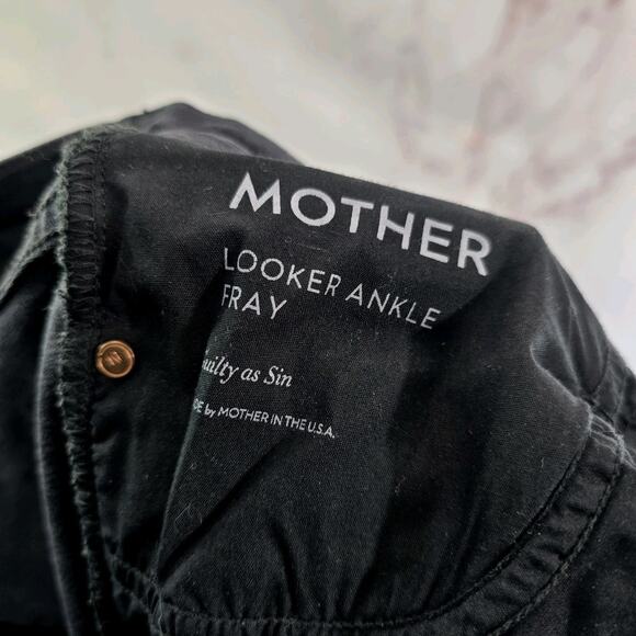 Mother Jeans Womens 26 Black Skinny Looker Ankle Fray Guilty As Sin High Rise - Picture 9 of 15